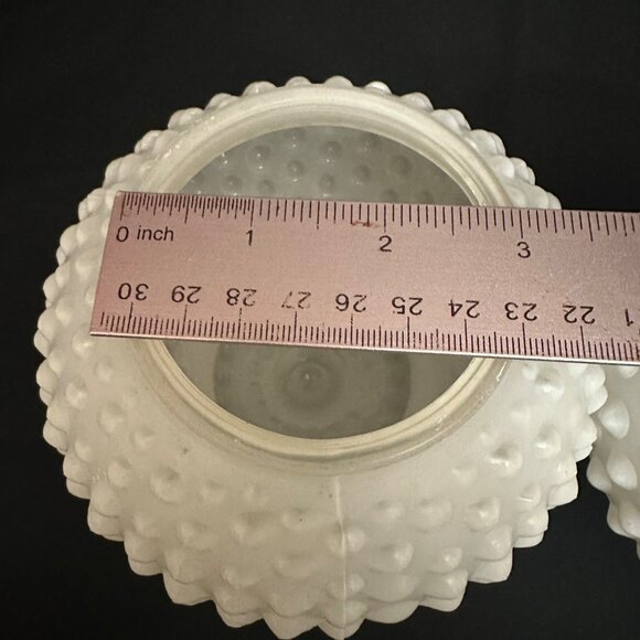 Vintage MCM White Hobnail Milk Glass Globe Lamp Shades Light Covers Pair 3.25" - Picture 9 of 11
